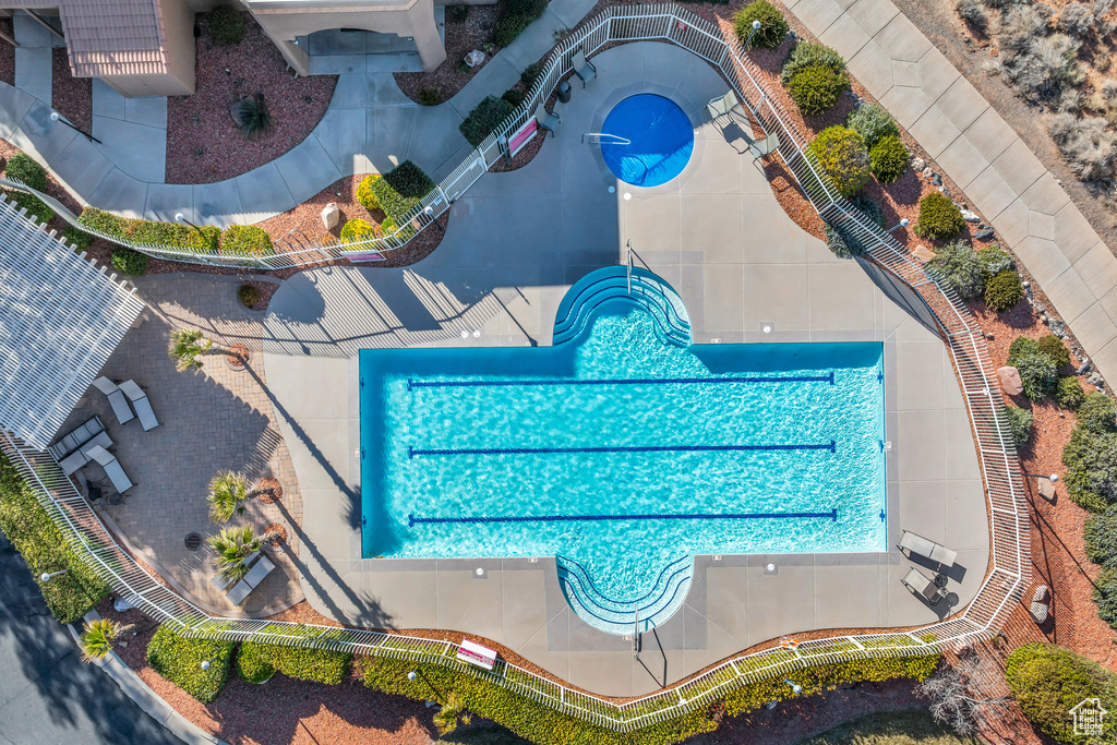 Bird's eye view of a pool