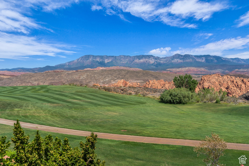Mountain view with a golf course