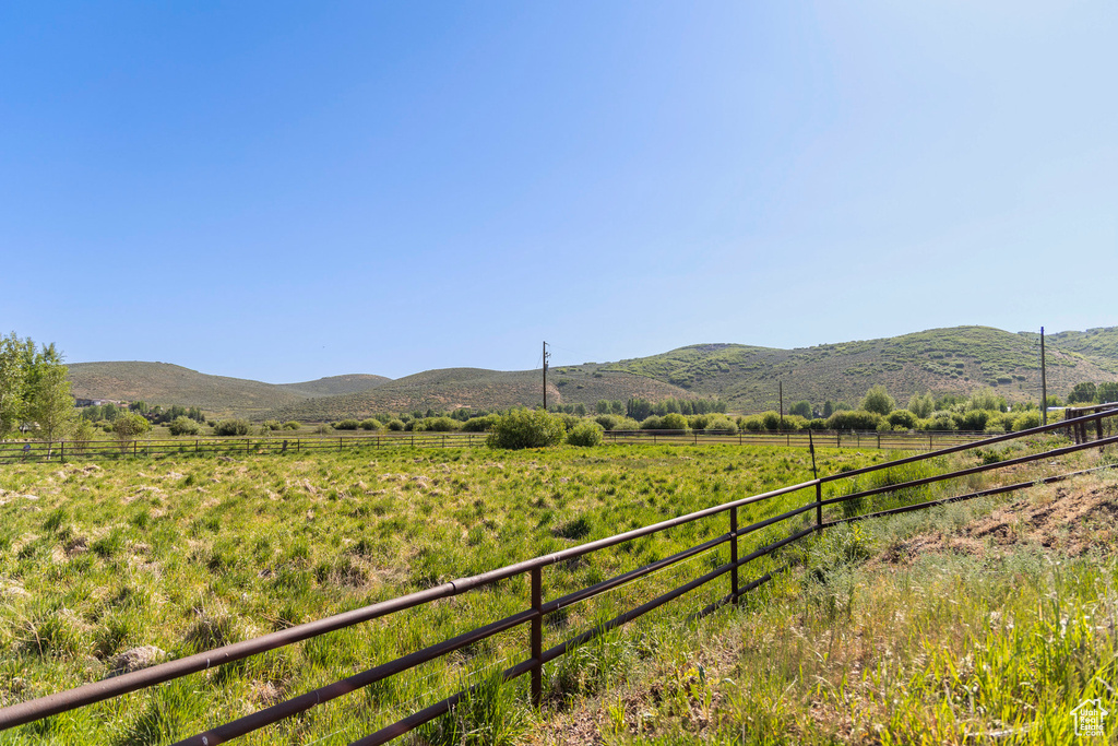 View of mountain background with rural landscape
