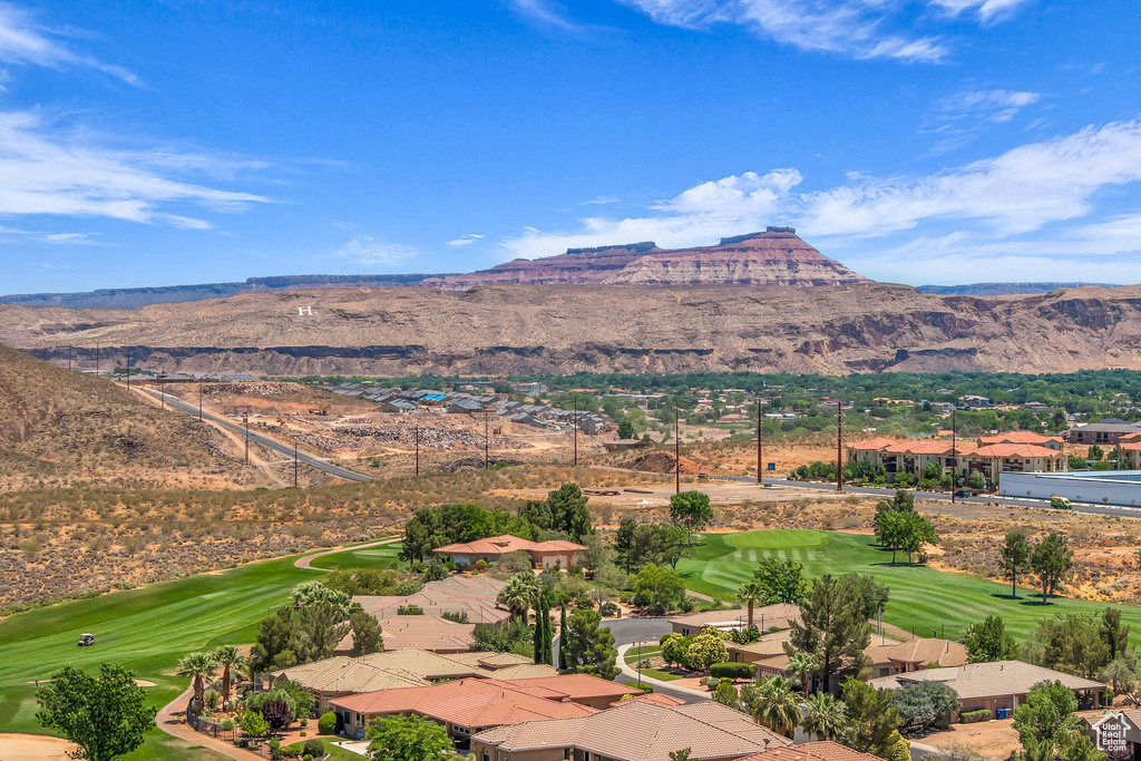 Mountain view with a golf course