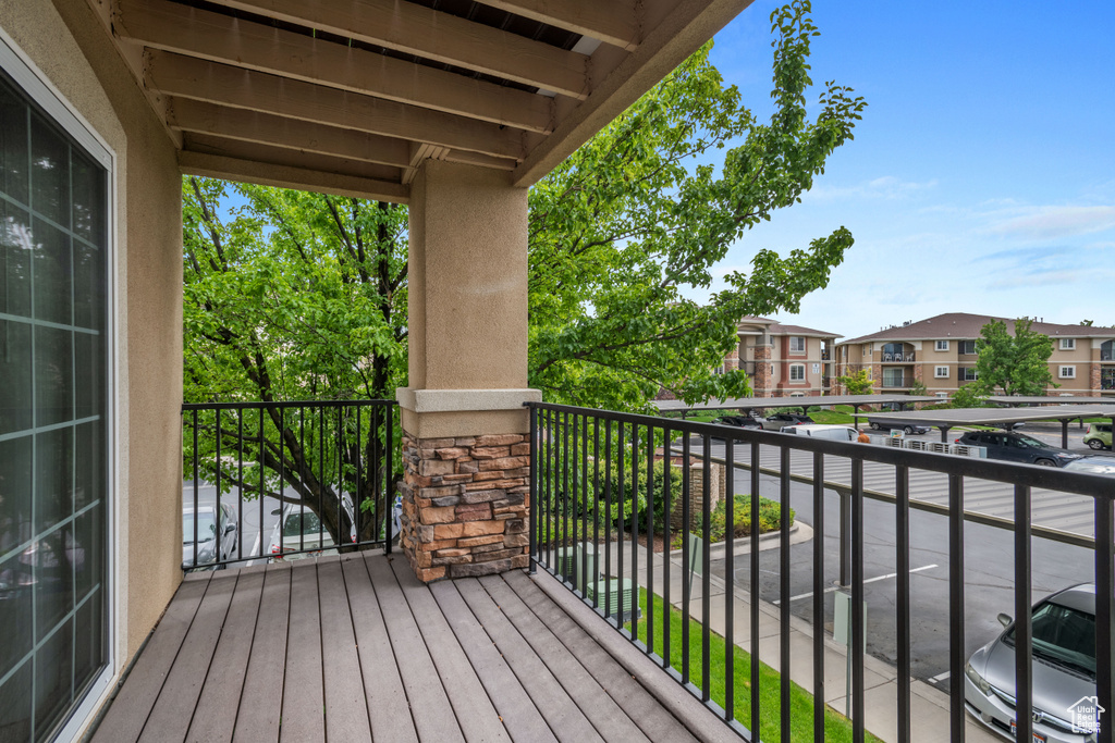 Balcony featuring a residential view