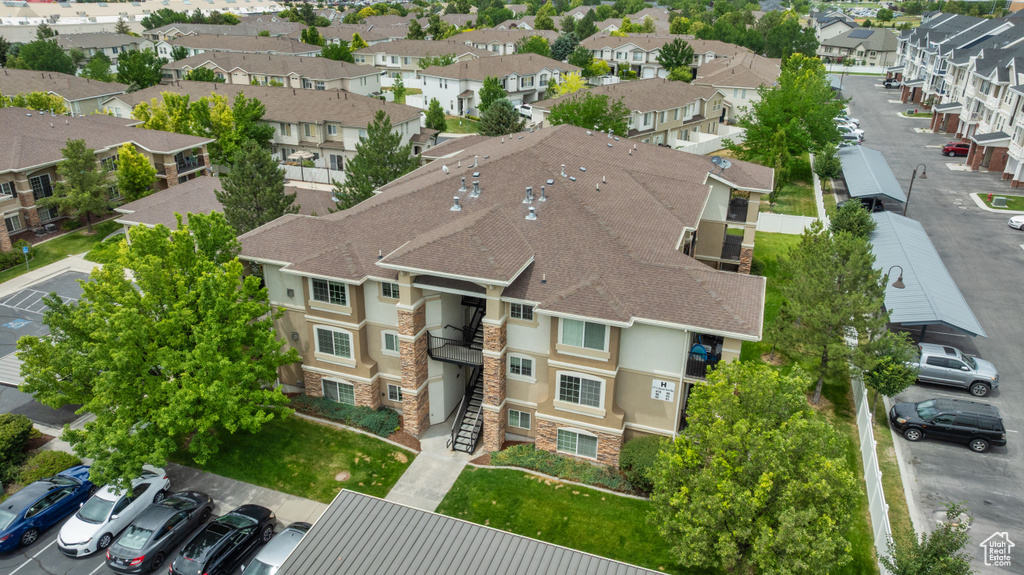 Aerial perspective of suburban area
