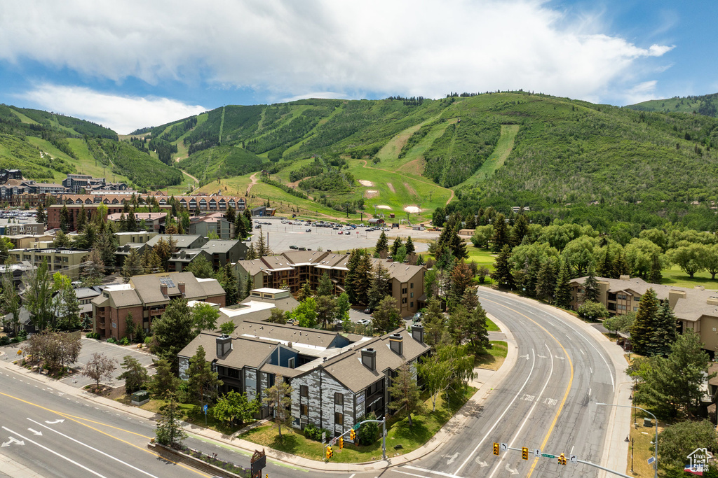 Bird's eye view of a mountain backdrop