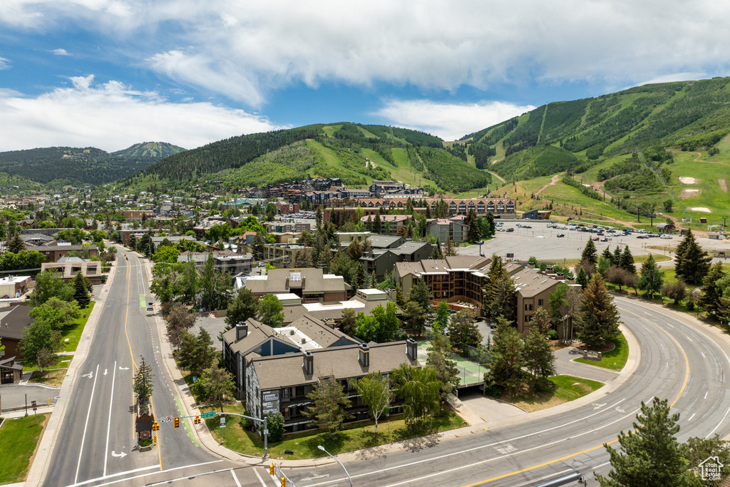 View of mountain background with nearby suburban area