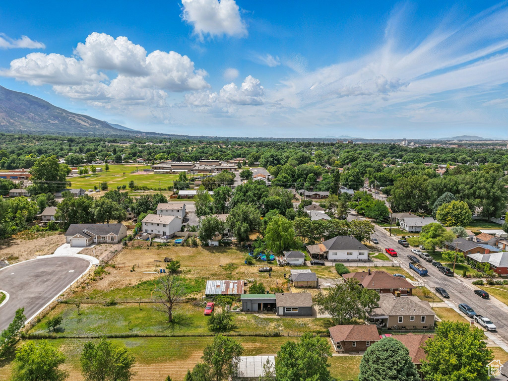 Aerial view of a mountainous background