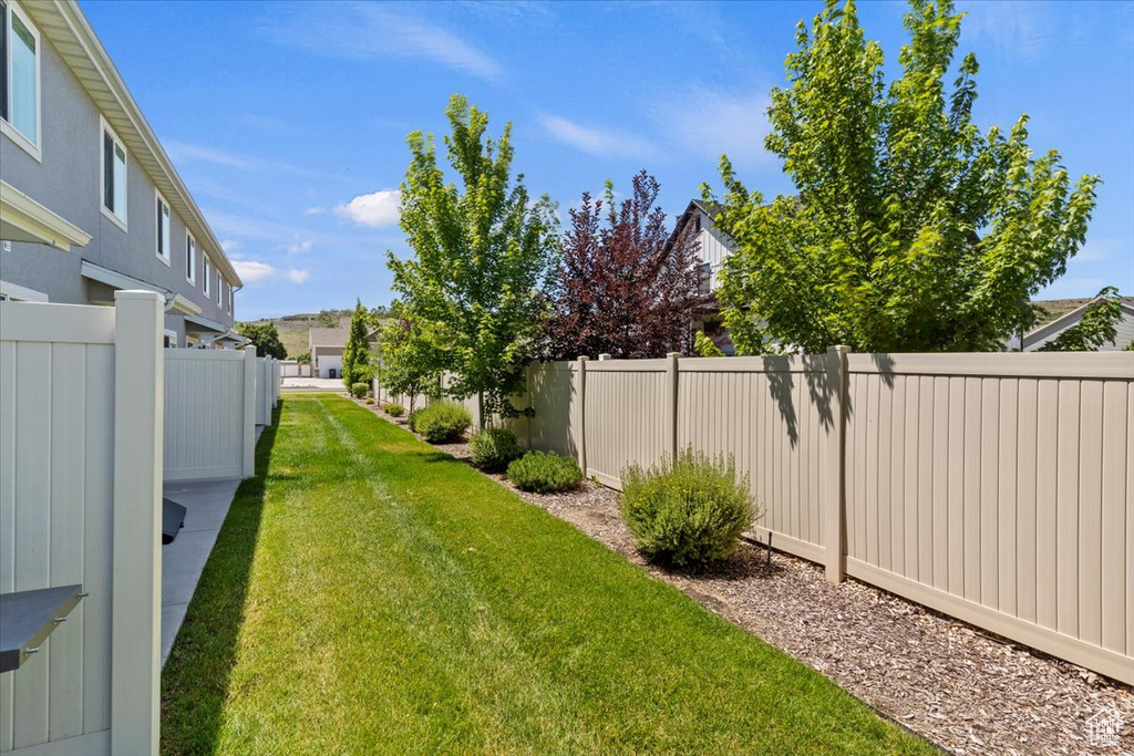 View of fenced backyard