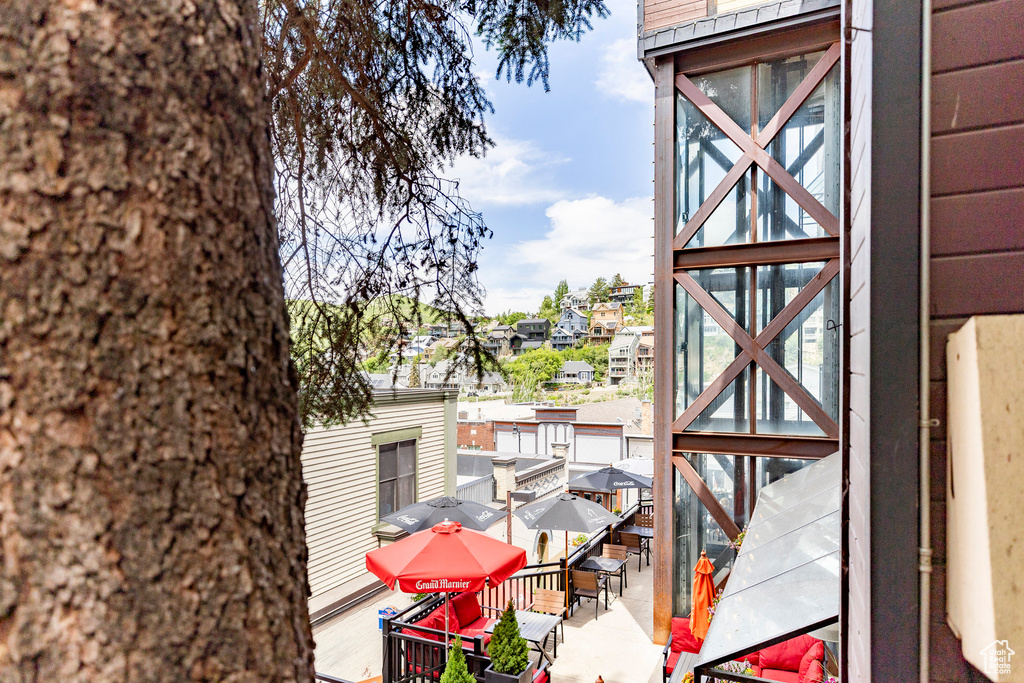 Doorway to outside with a residential view