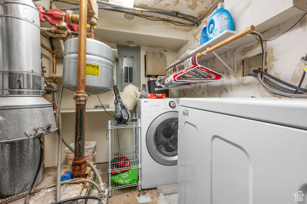 Laundry area with washer / dryer and electric panel