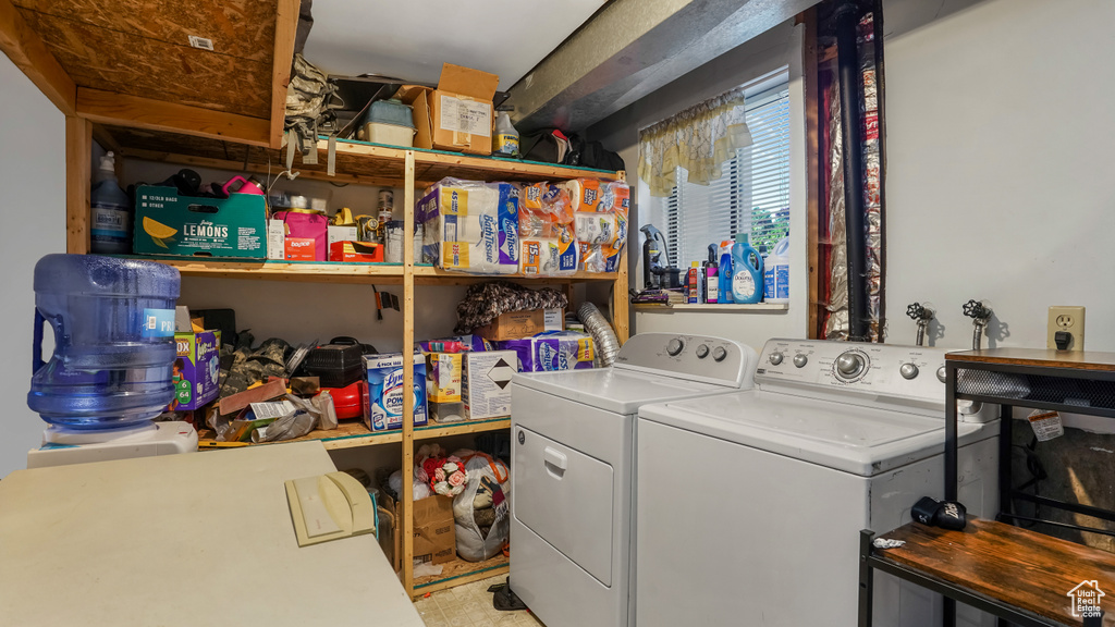 Washroom with separate washer and dryer