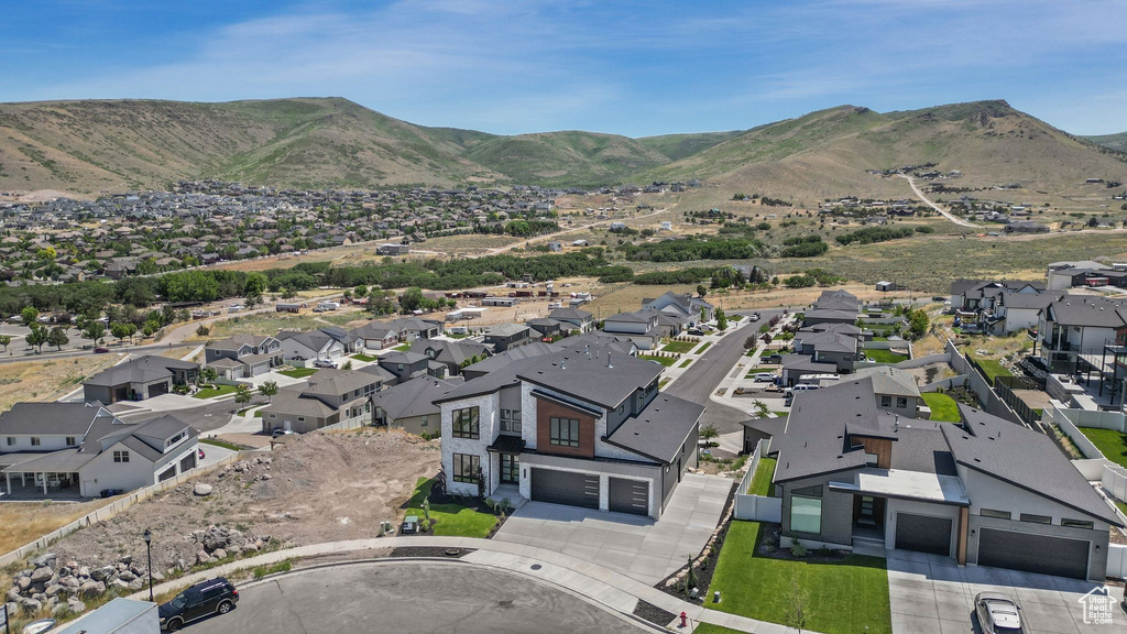 View of mountain background with nearby suburban area