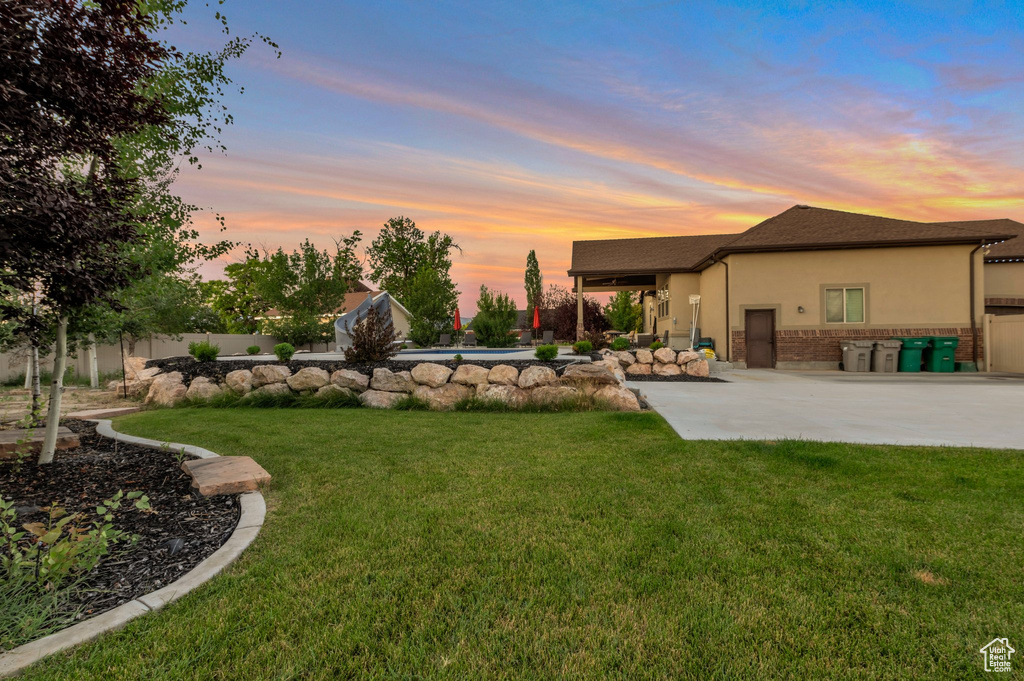 View of yard featuring a patio area