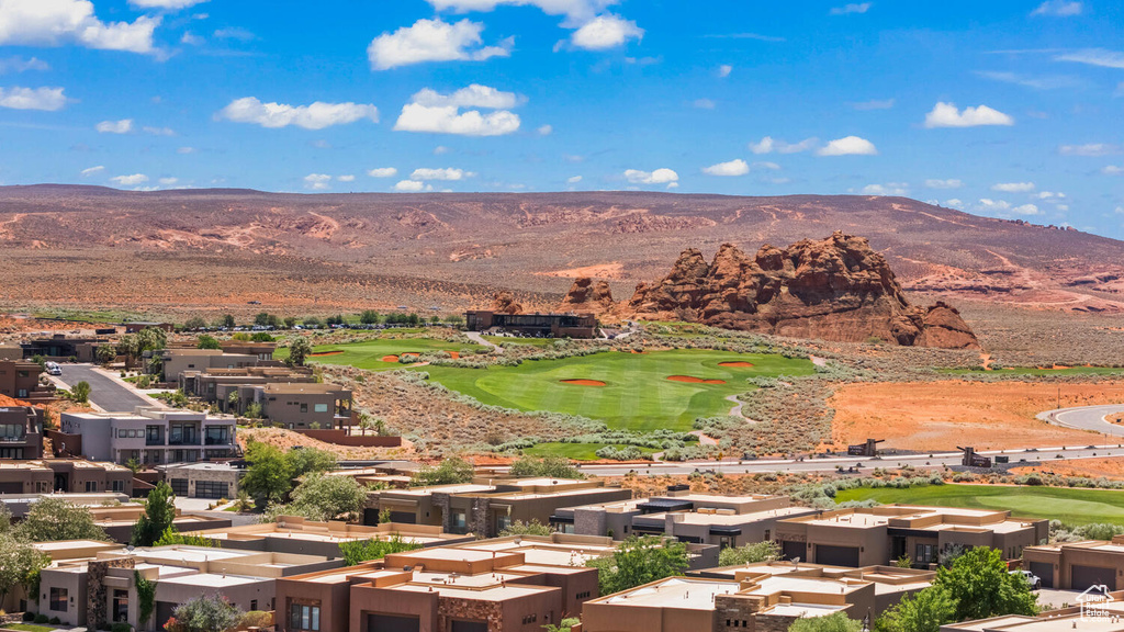 View of mountain backdrop featuring a local golf course