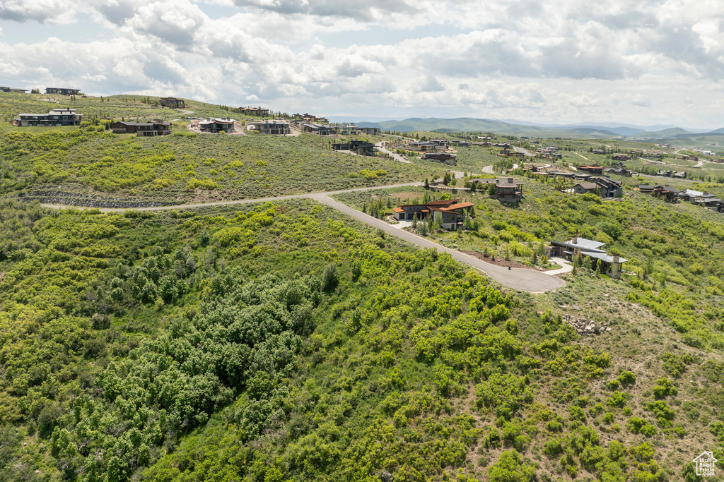 Bird\'s eye view of a mountainous background