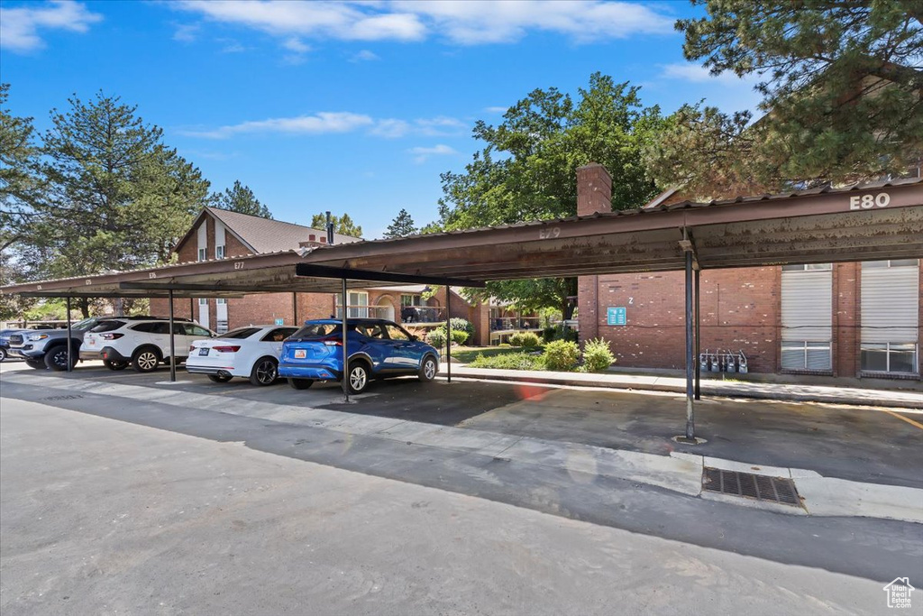 View of covered parking lot