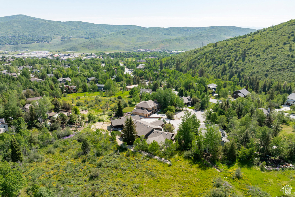 Aerial view of a mountain backdrop