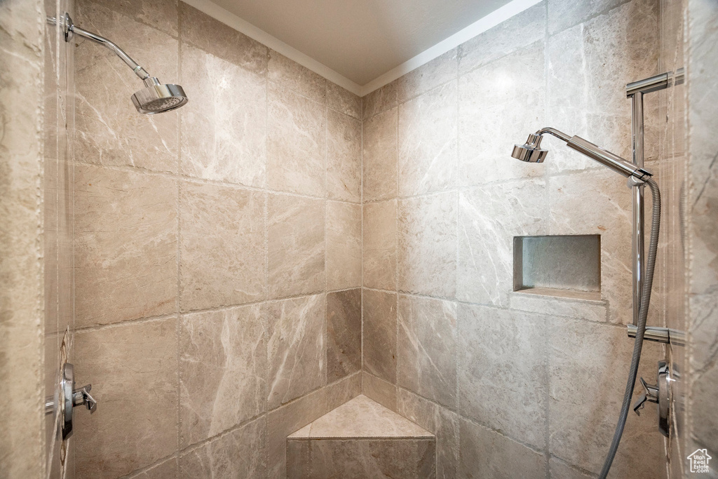Full bathroom with tiled shower