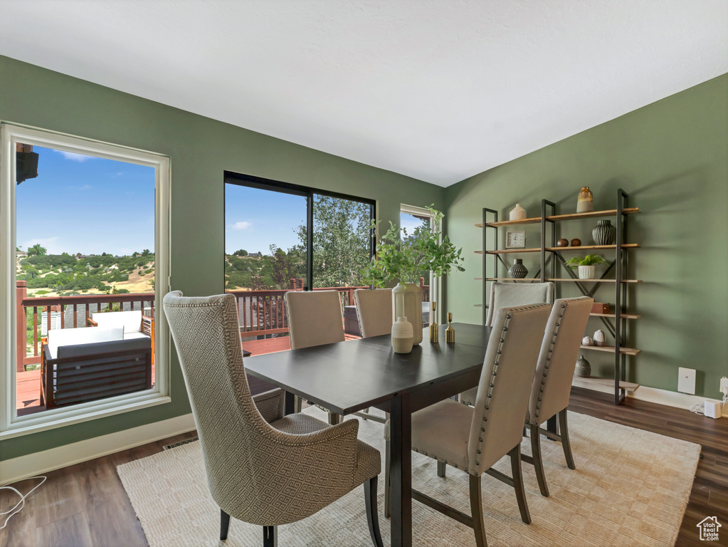 Dining area featuring wood finished floors