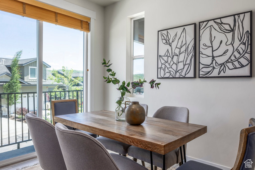 Dining area with baseboards