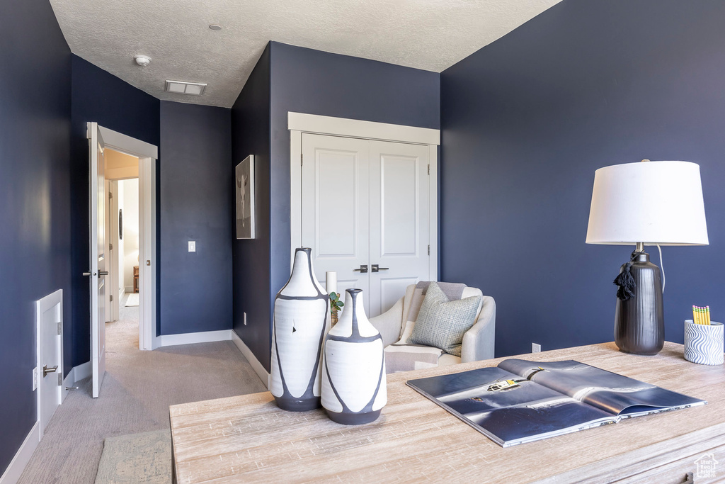 Sitting room with baseboards and carpet