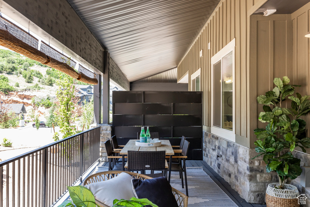 Balcony with outdoor dining space