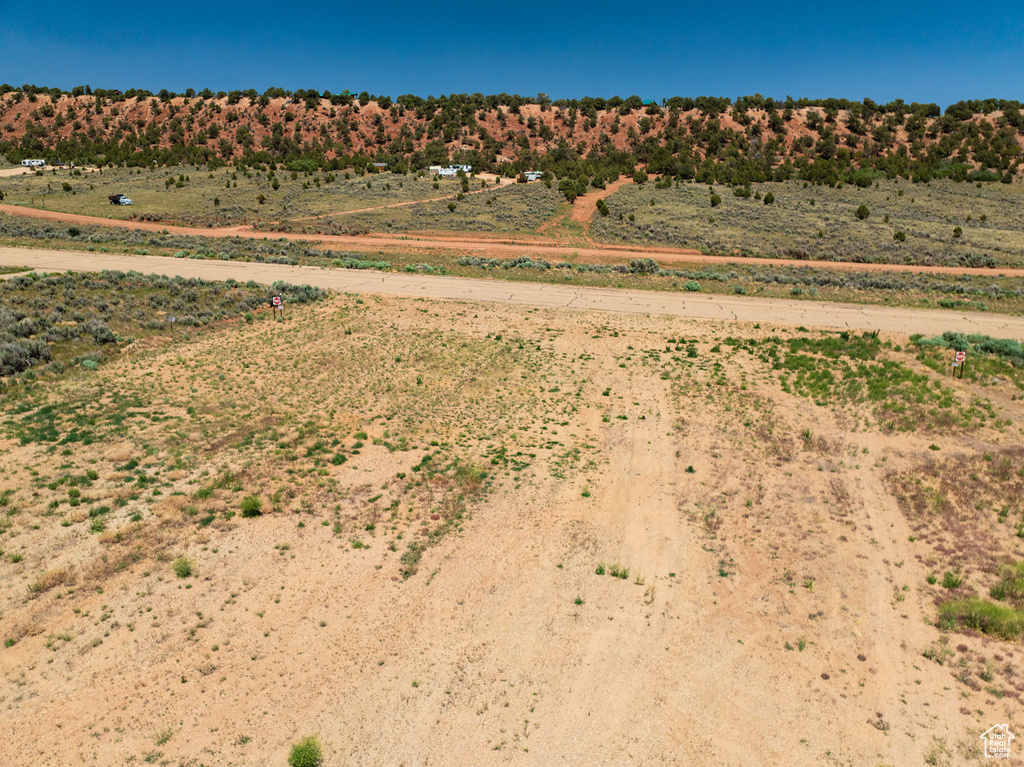 Aerial view of sparsely populated area with a desert landscape