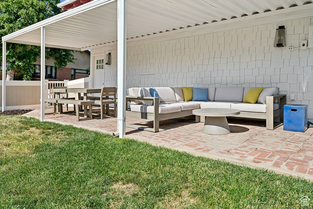 View of patio featuring outdoor lounge area