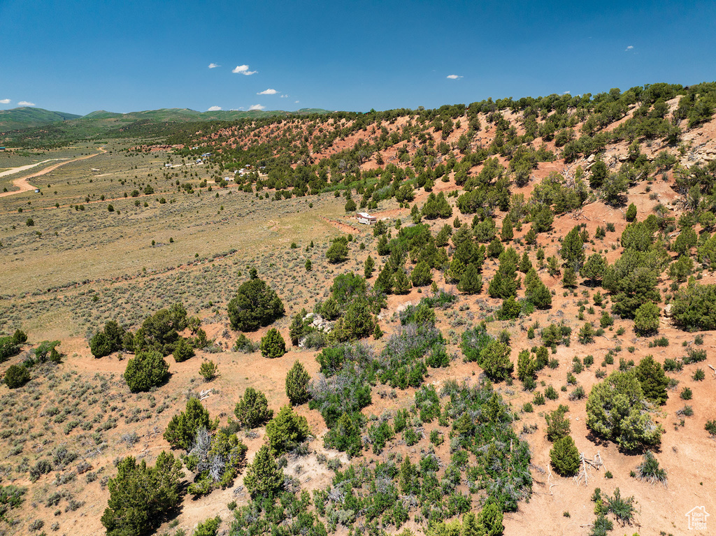 Aerial view of sparsely populated area with a desert landscape
