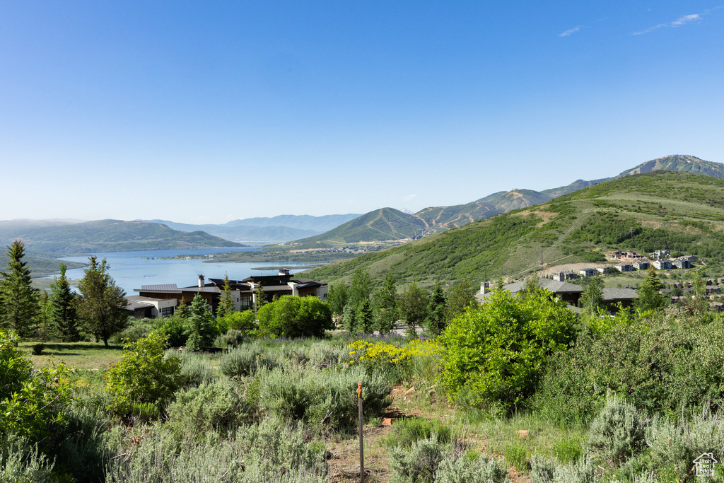 View of mountain background featuring a large body of water