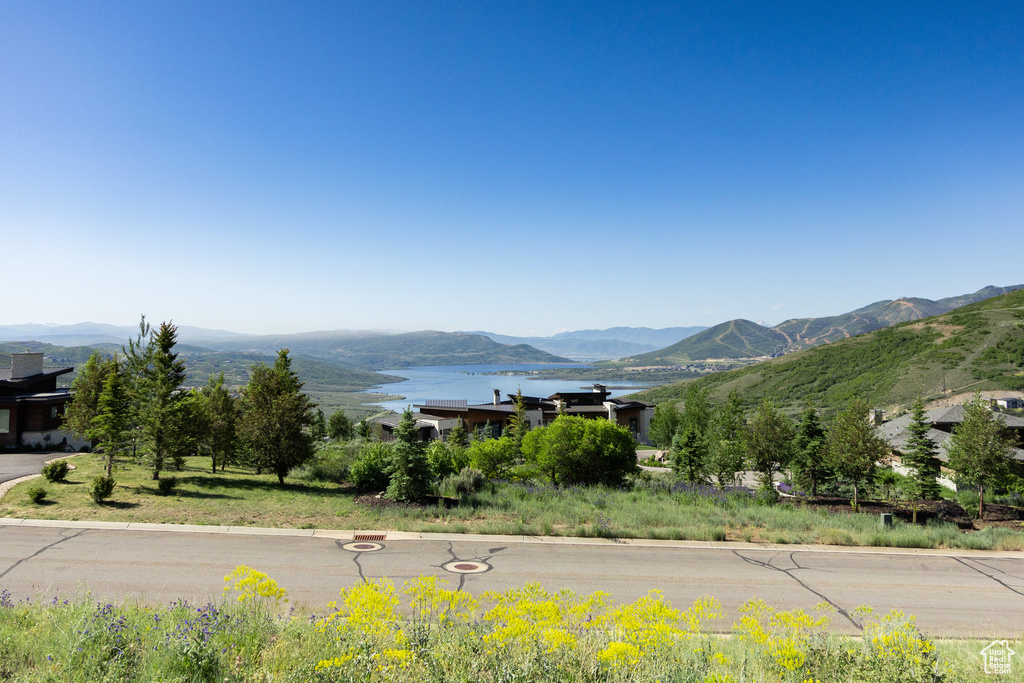 View of mountain background with a large body of water