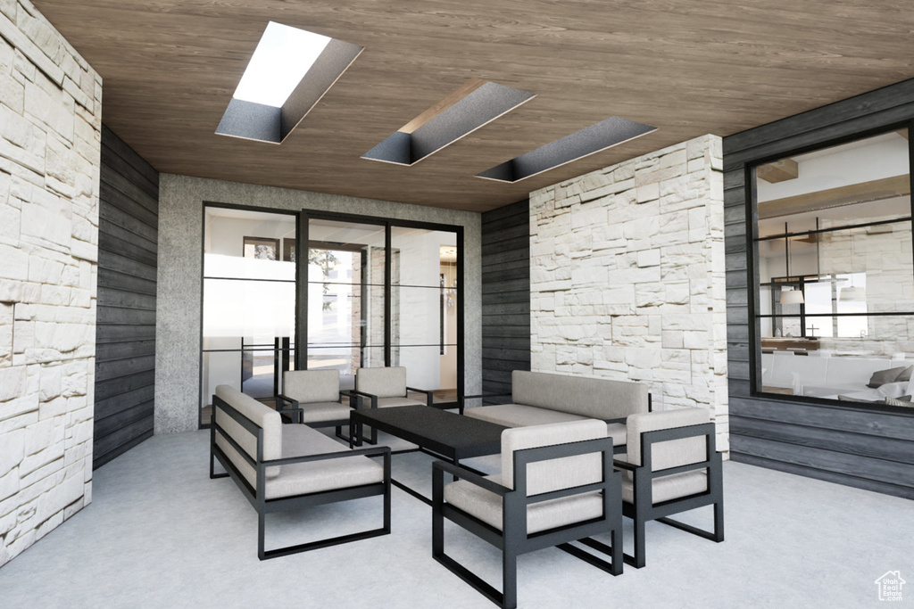View of patio featuring an outdoor hangout area