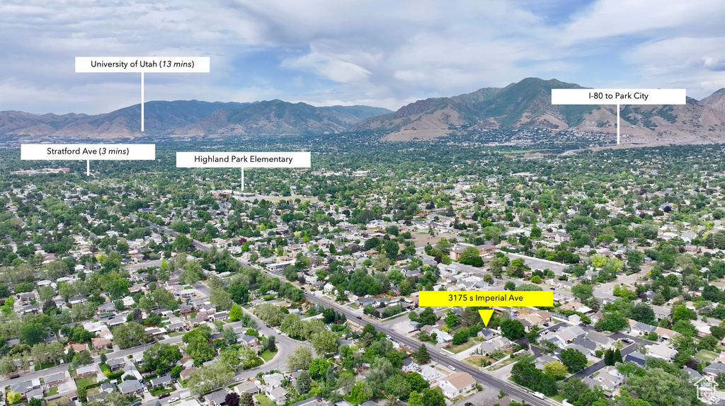 Aerial view of a mountainous background