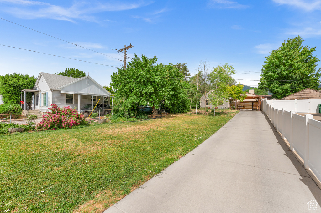View of yard with a porch