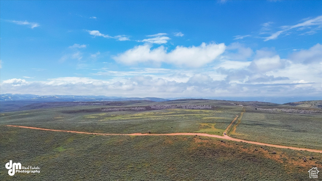 Aerial view of a mountain backdrop