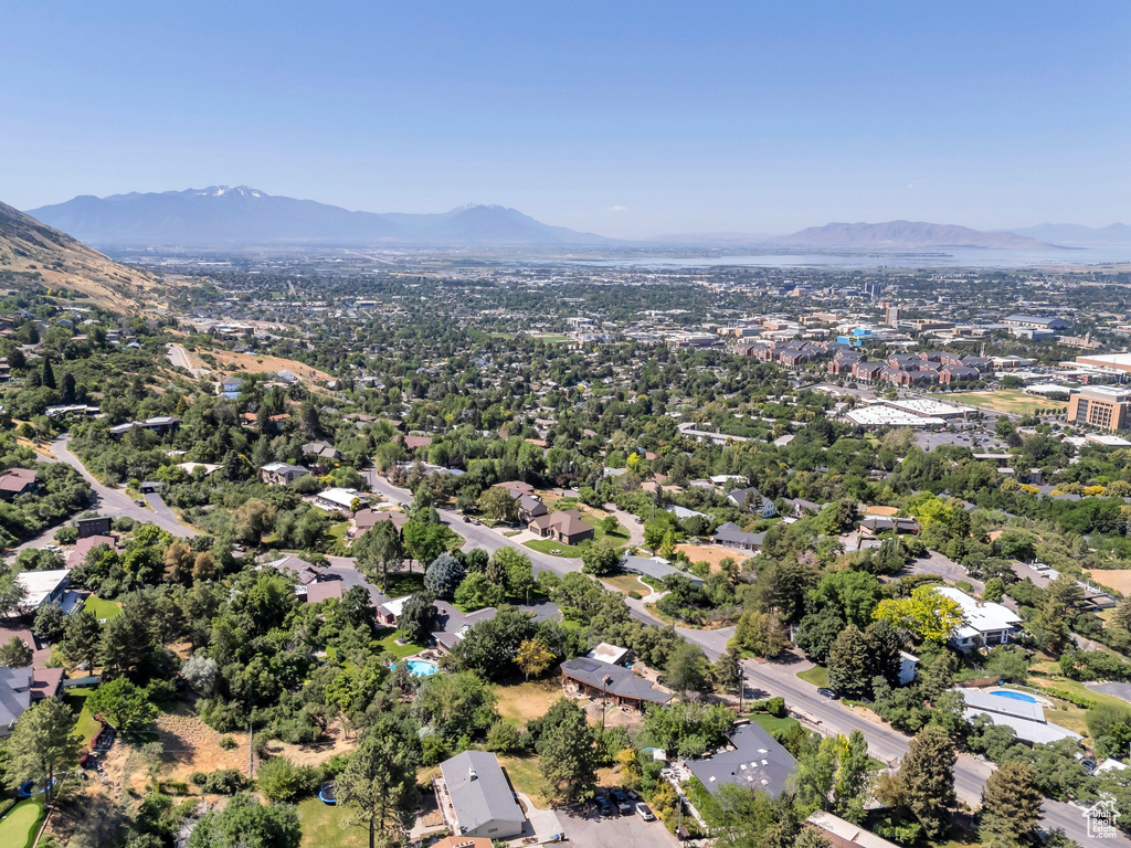 Aerial view of a mountainous background