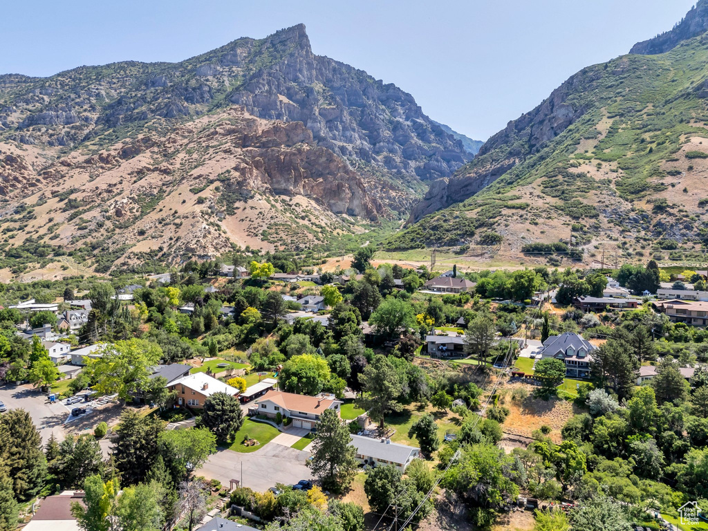 Mountain view featuring nearby suburban area