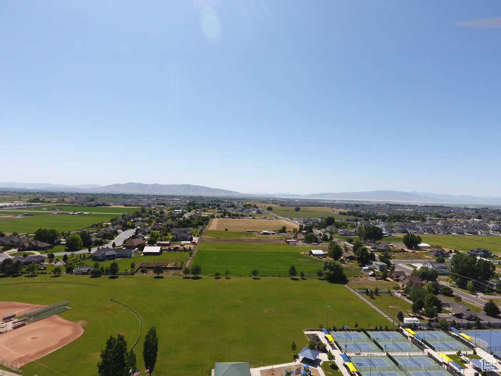 Aerial view of a mountainous background