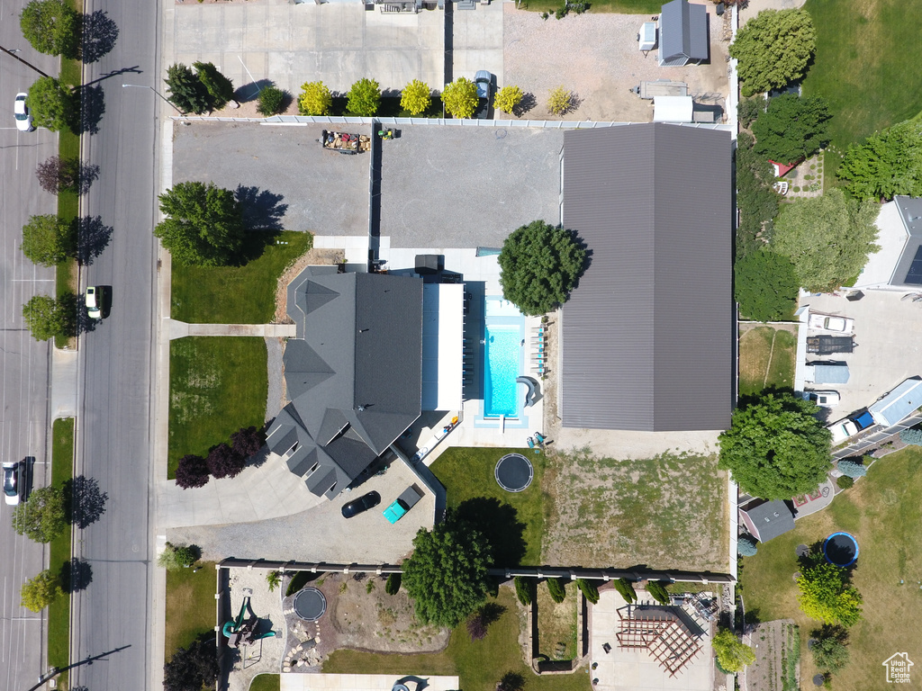 Aerial view of a pool area