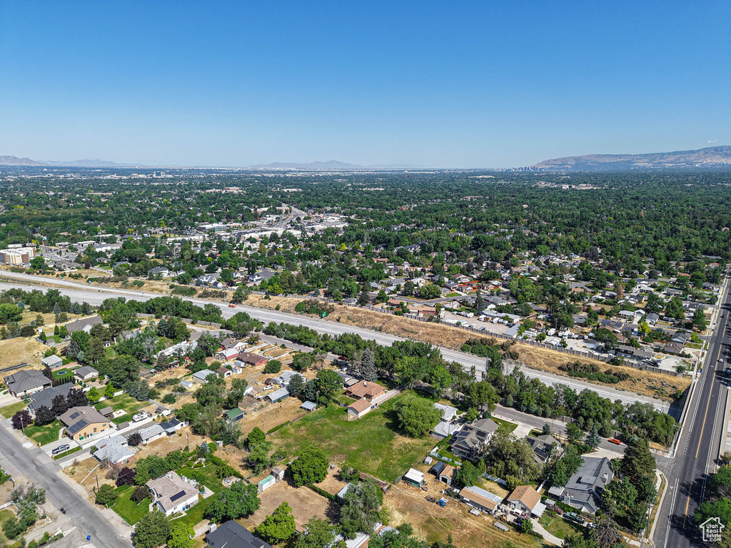 Aerial overview of property\'s location with nearby suburban area