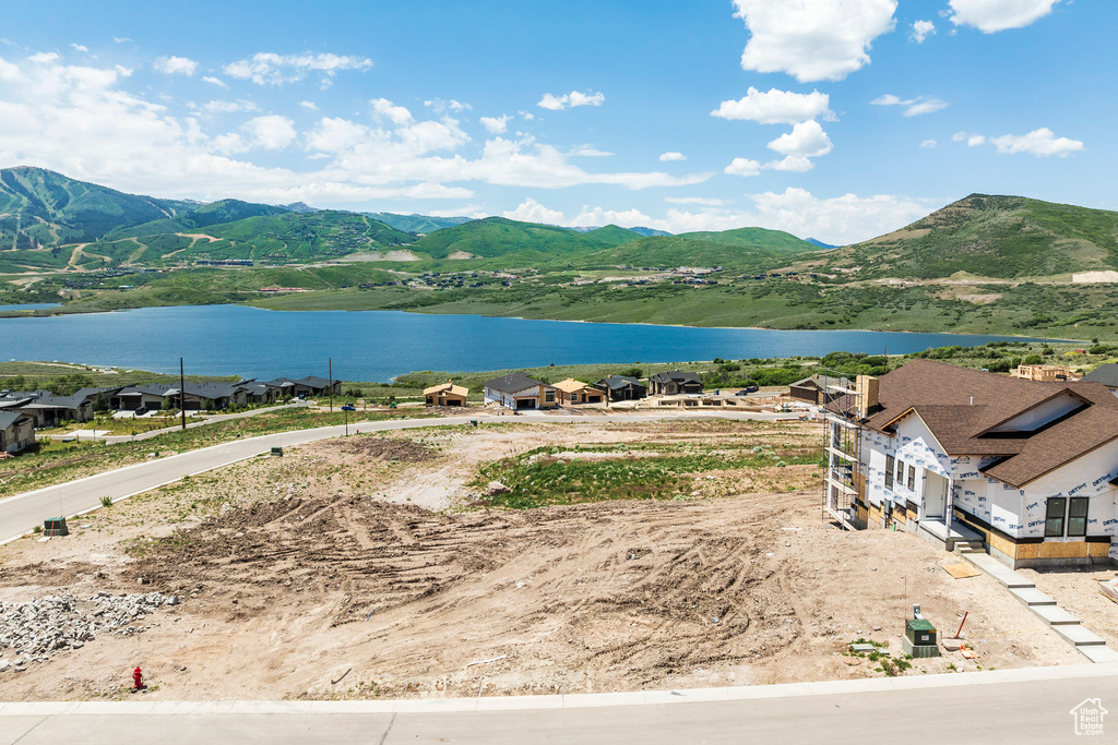 Bird's eye view of a water and mountain view