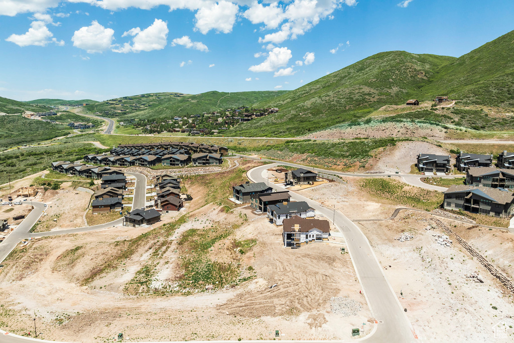 Drone / aerial view of a mountainous background