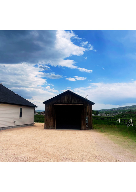 View of detached garage