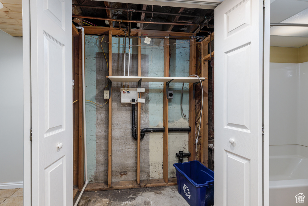 View of unfinished basement
