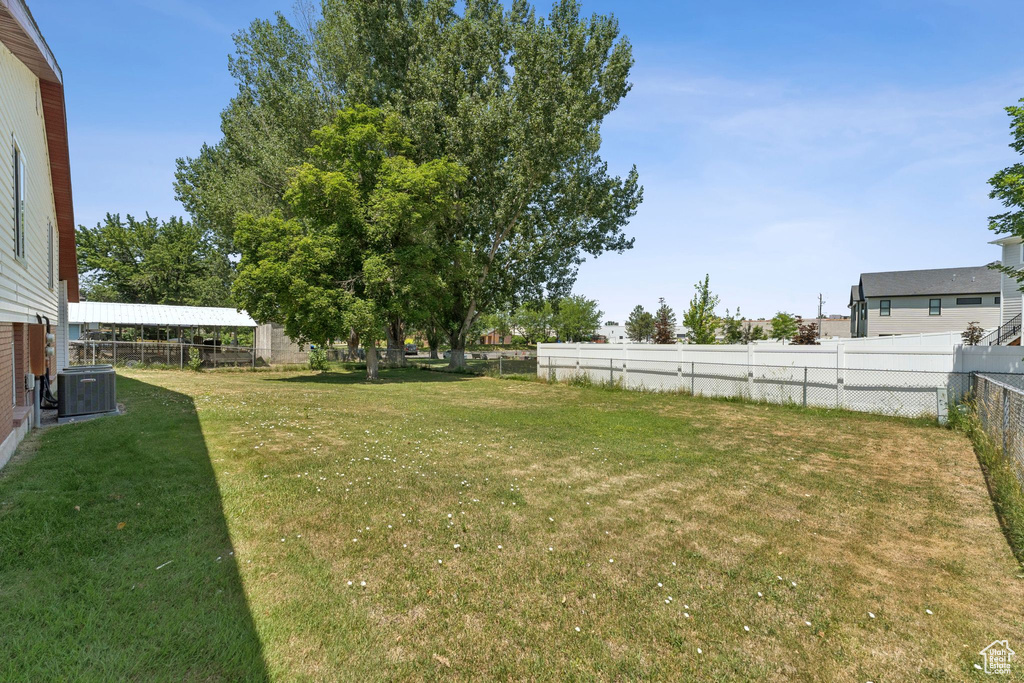 View of fenced backyard