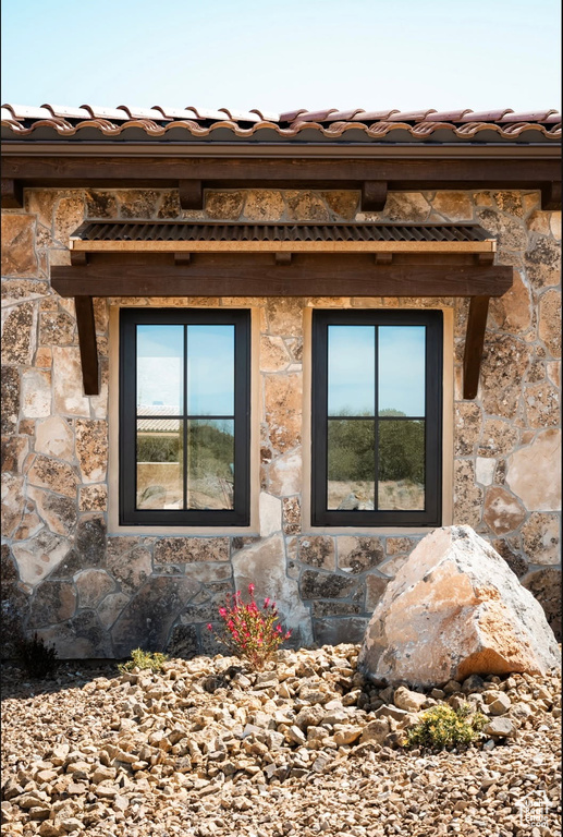 Exterior view of stone siding