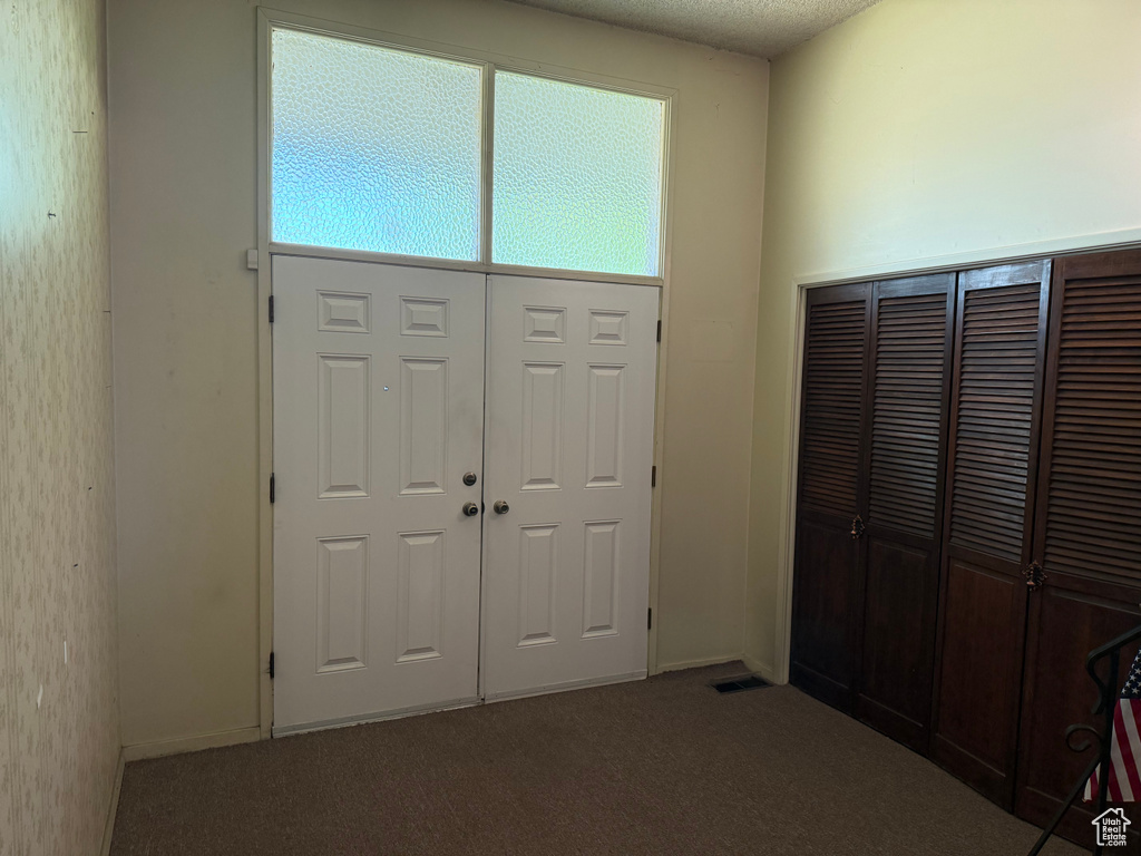 Entryway with carpet flooring