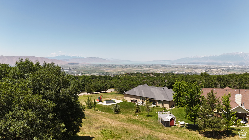 Aerial view of a mountainous background