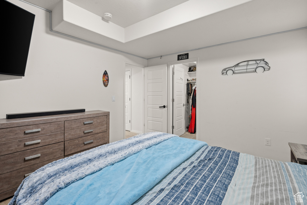 Bedroom featuring a walk in closet and a closet