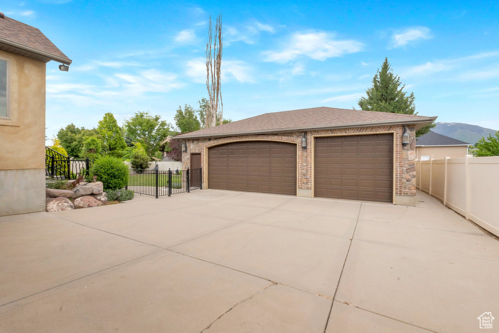 View of detached garage