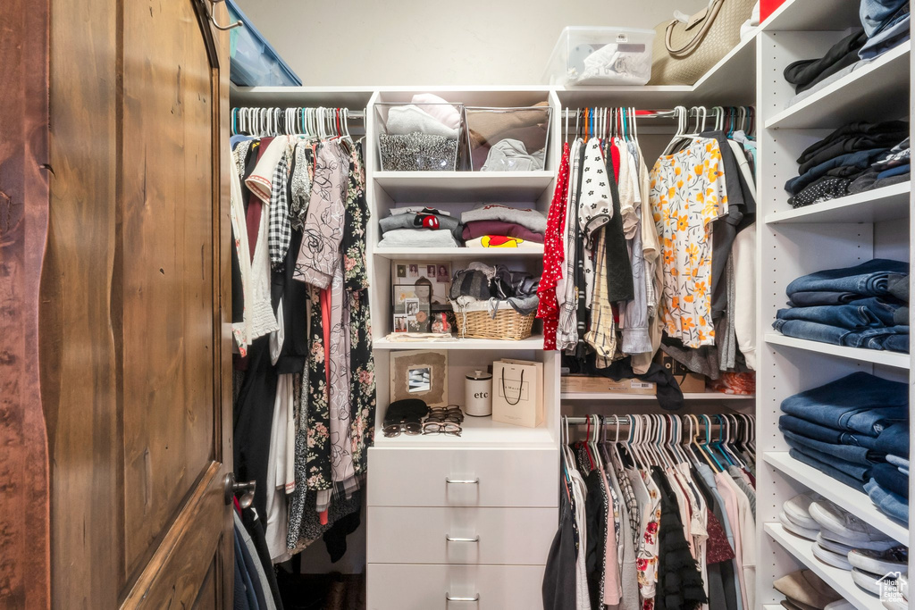 View of walk in closet