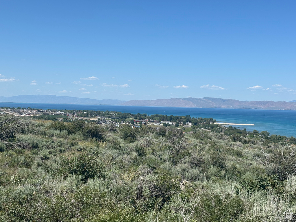 Bird's eye view of a water and mountain view